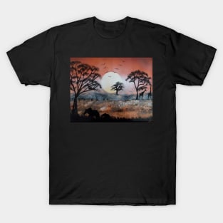 African Sunset with wild animals roaming freely T-Shirt